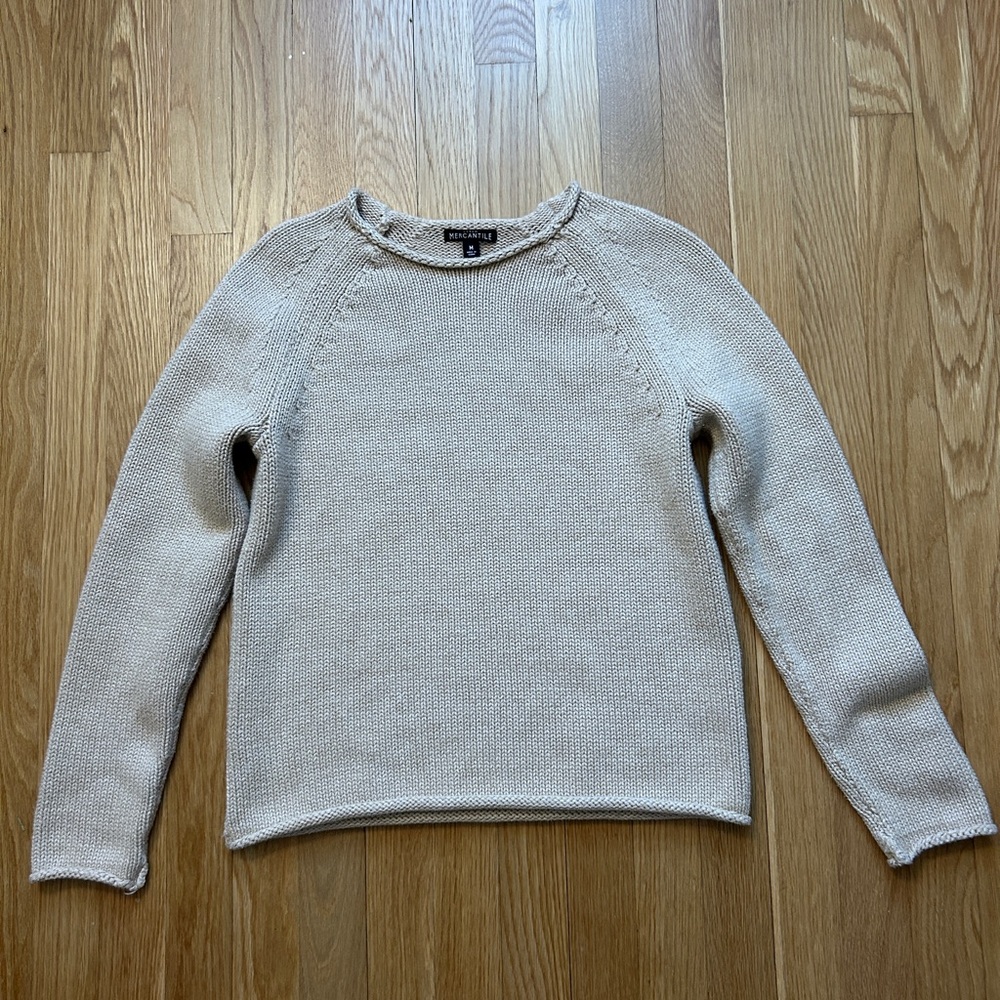 J. Crew Factory Women’s Scoop Neck Sweater in Light Beige